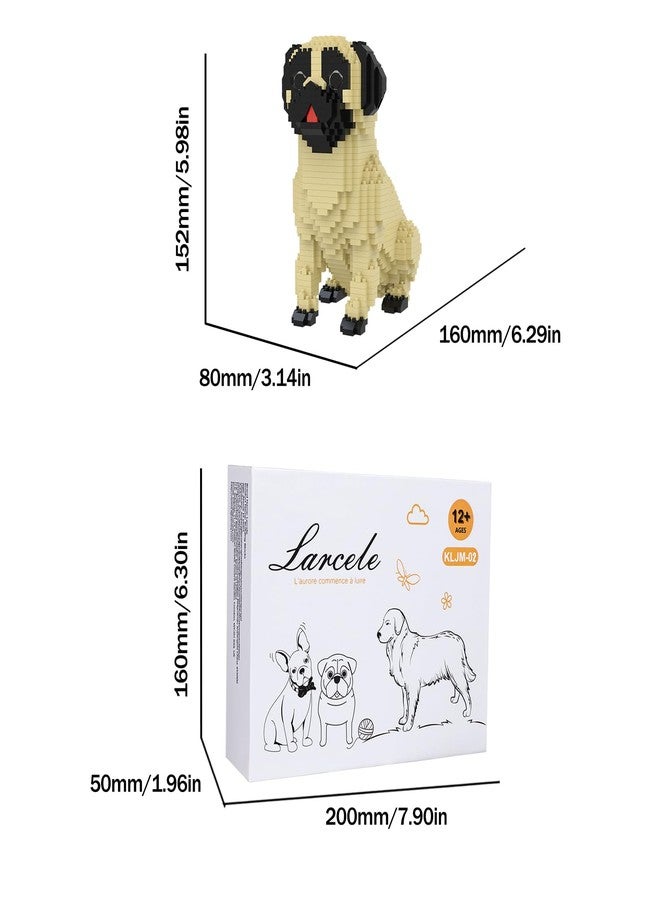 Larcele Micro Building Blocks Set, DIY Mini Building Toy Bricks for Age Over 12 Years, 1033 Pieces KLJM-02 (Pug Dog) - Image 4